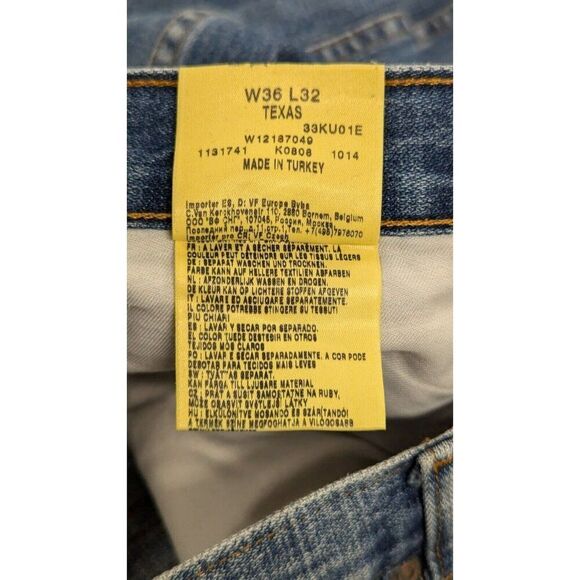 Wrangler Mens 36x32 Blue Denim Jeans Cotton Pockets Button Zip Solid Mid Rise - Picture 8 of 8